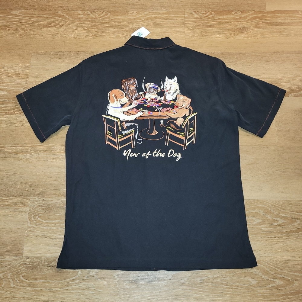 Tori Richard Silk Year Of The Dog Poker Shirt Mens Size Medium New